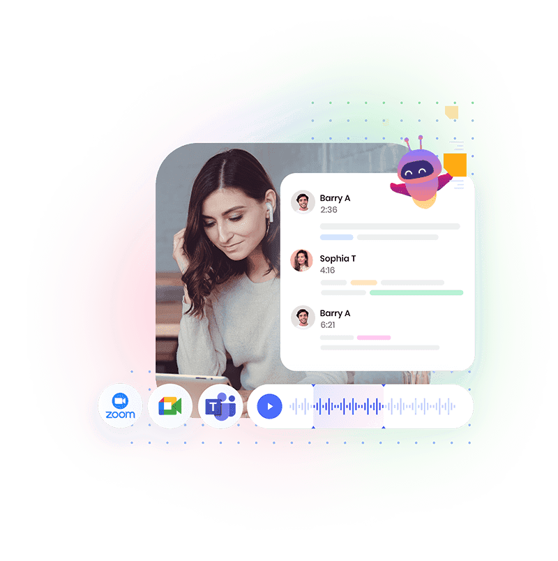  Fireflies meeting assistant and transcription lets you automatically capture your meetings and send them to your inbox.