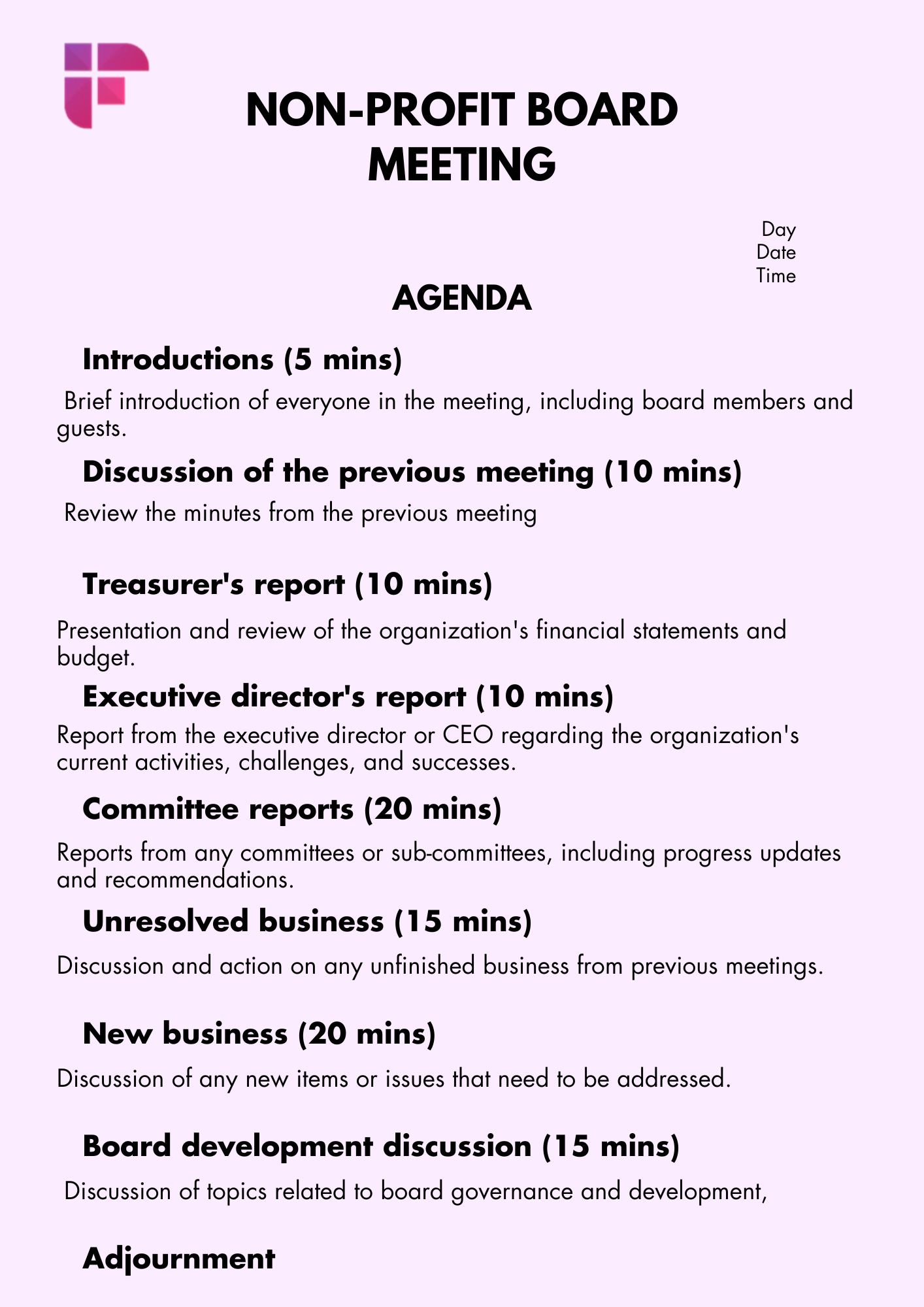 Importance of setting a meeting agenda