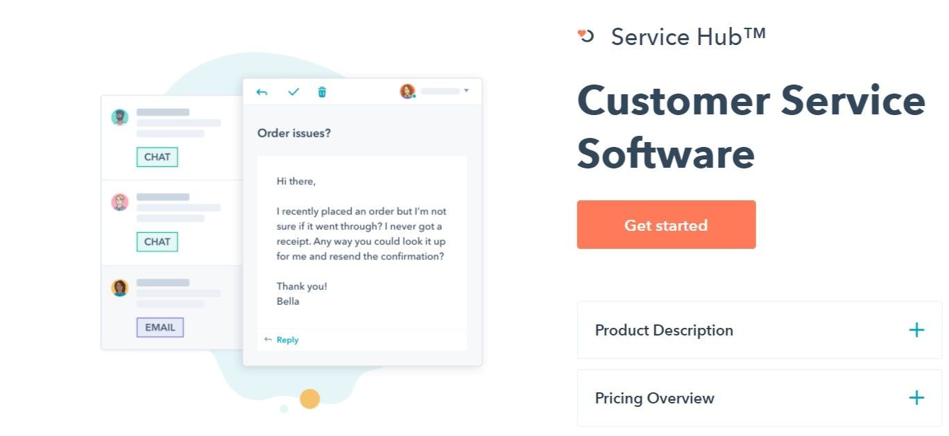 Hubspot Service Hub: customer success software and tools brings together different data from various channels in one place 