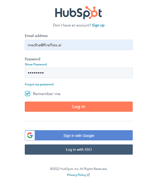 Sign in to HubSpot