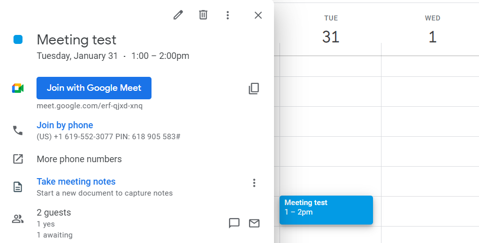 cancel a meeting in Google Calendar
