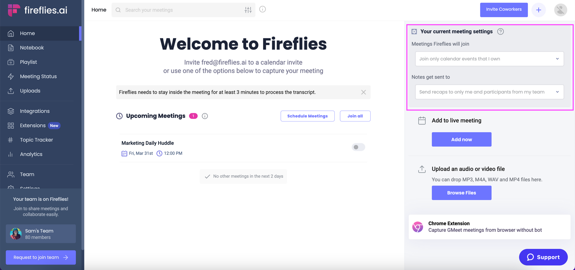 How to use ChatGPT for meetings - Fireflies Auto-join and recap settings