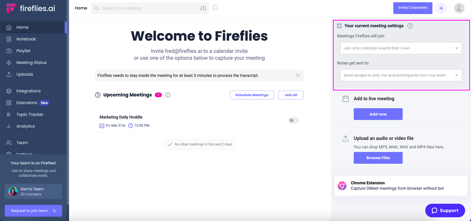 fireflies ai notetaker in google meet