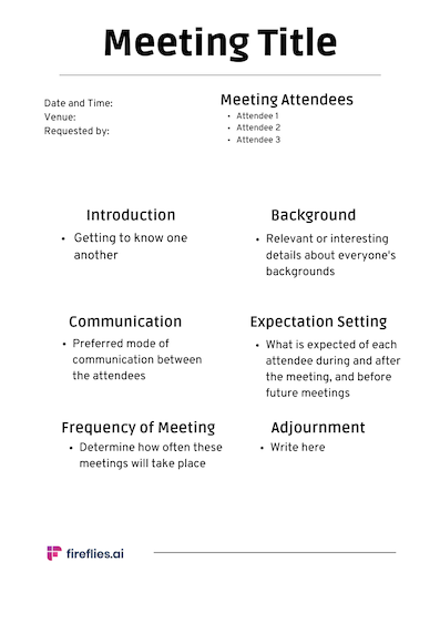 First-time meeting minutes template
