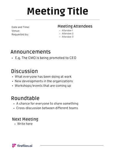 Roundtable meeting minutes template