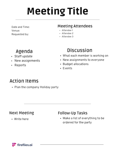 Staff Meeting Minutes Template