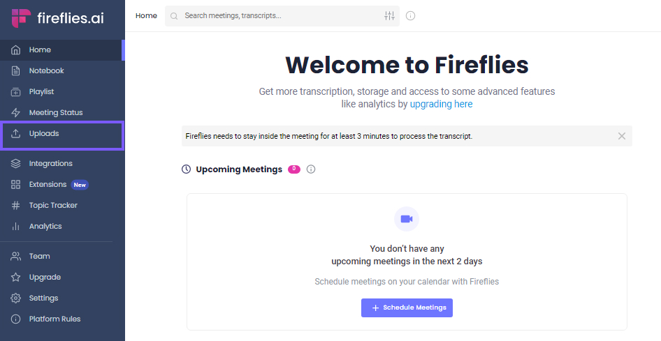 Fireflies dashboard