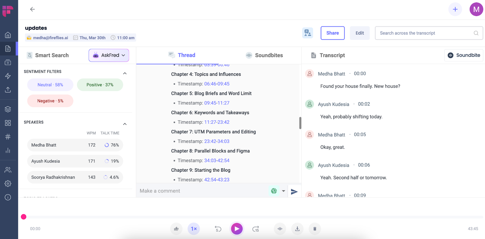 Zoom transcription - Timestamps and speaker identification