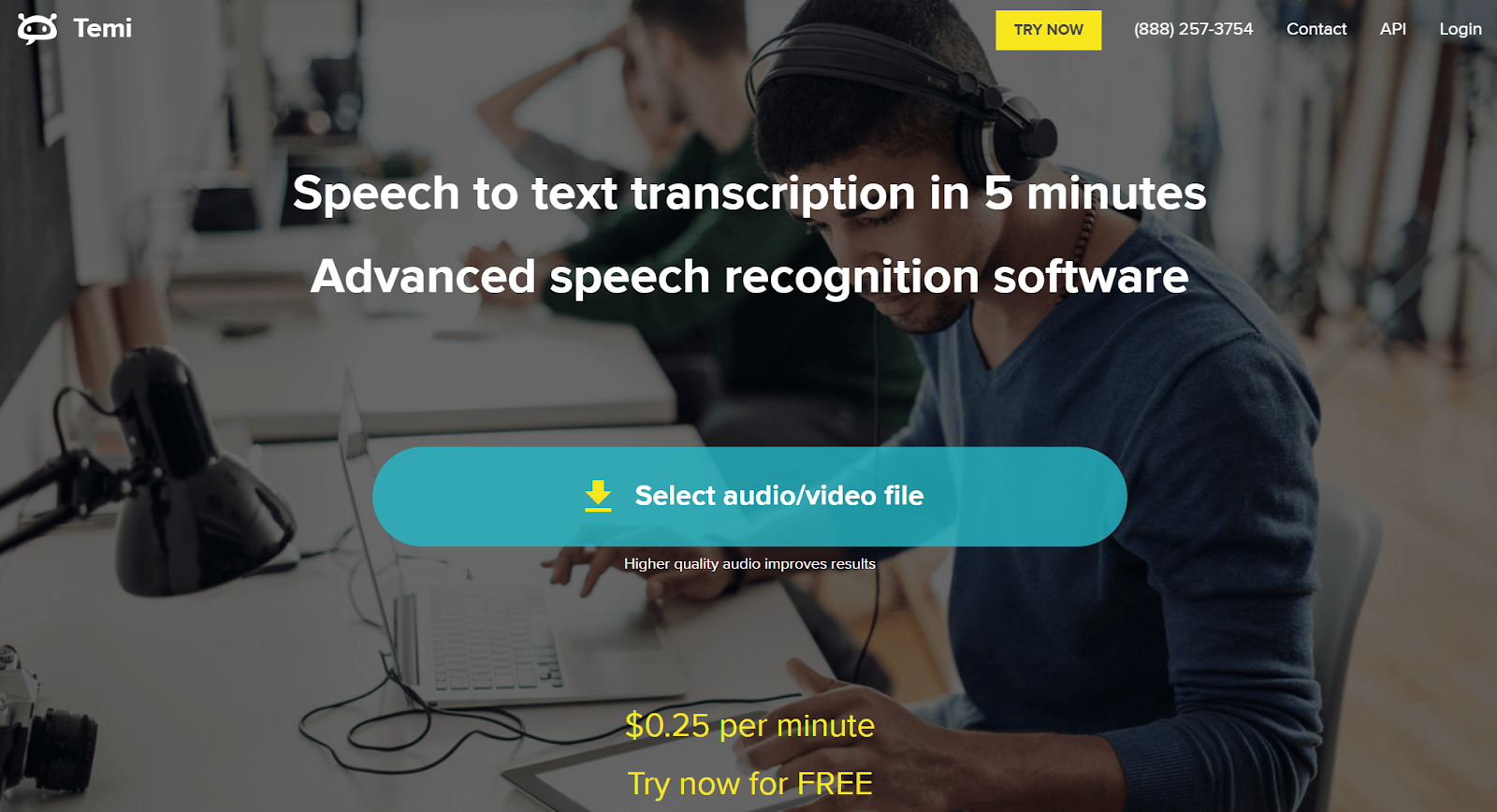 Temi podcast transcription services