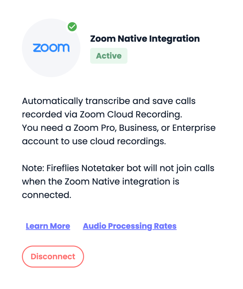 Zoom transcription - Zoom Native integration complete