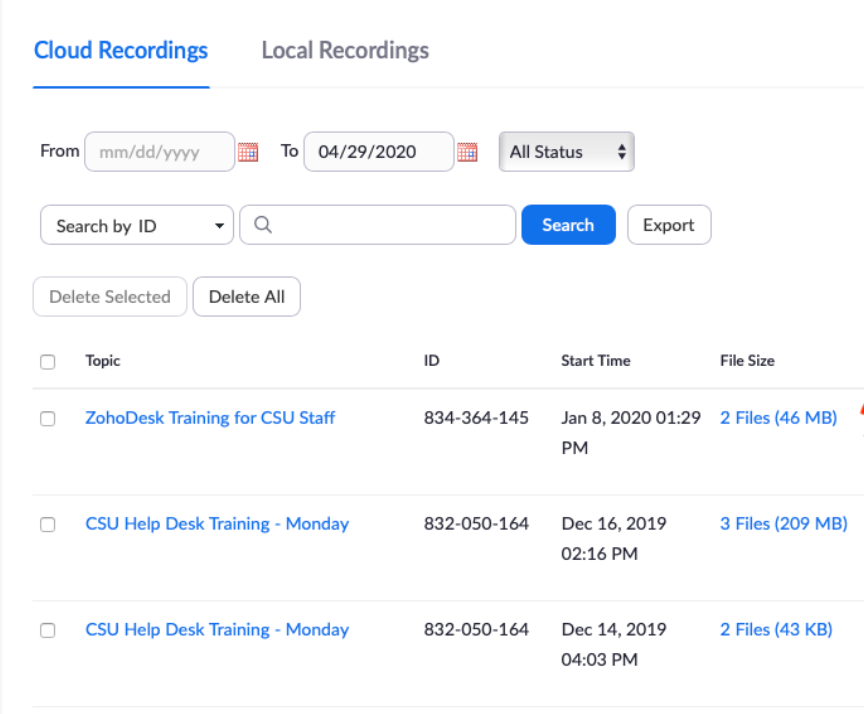 Zoom transcription - Cloud recordings