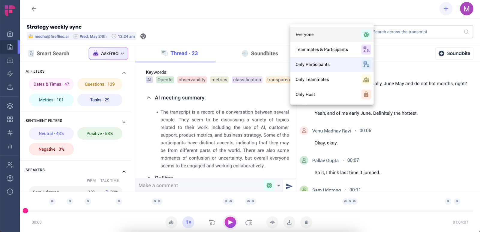 Transcribe meeting minutes - Manually share the transcript after the meeting