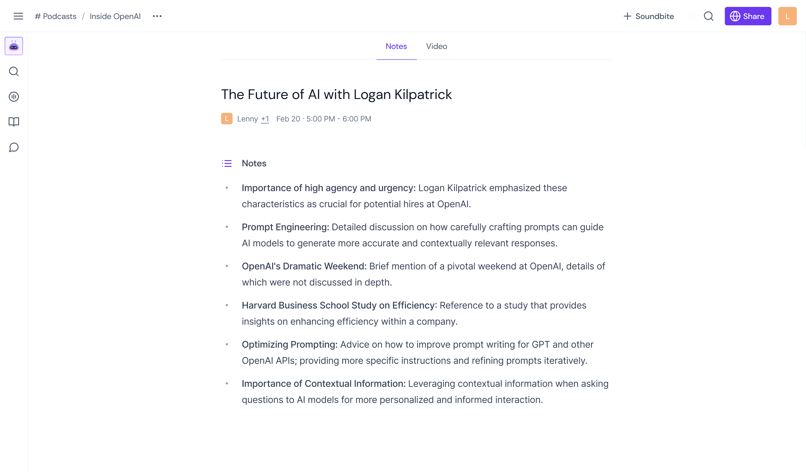 Lenny's podcast with Lenny Rachitsky, Logan Kilpatrick, Head of Developer Relations at OpenAI - Fireflies summary