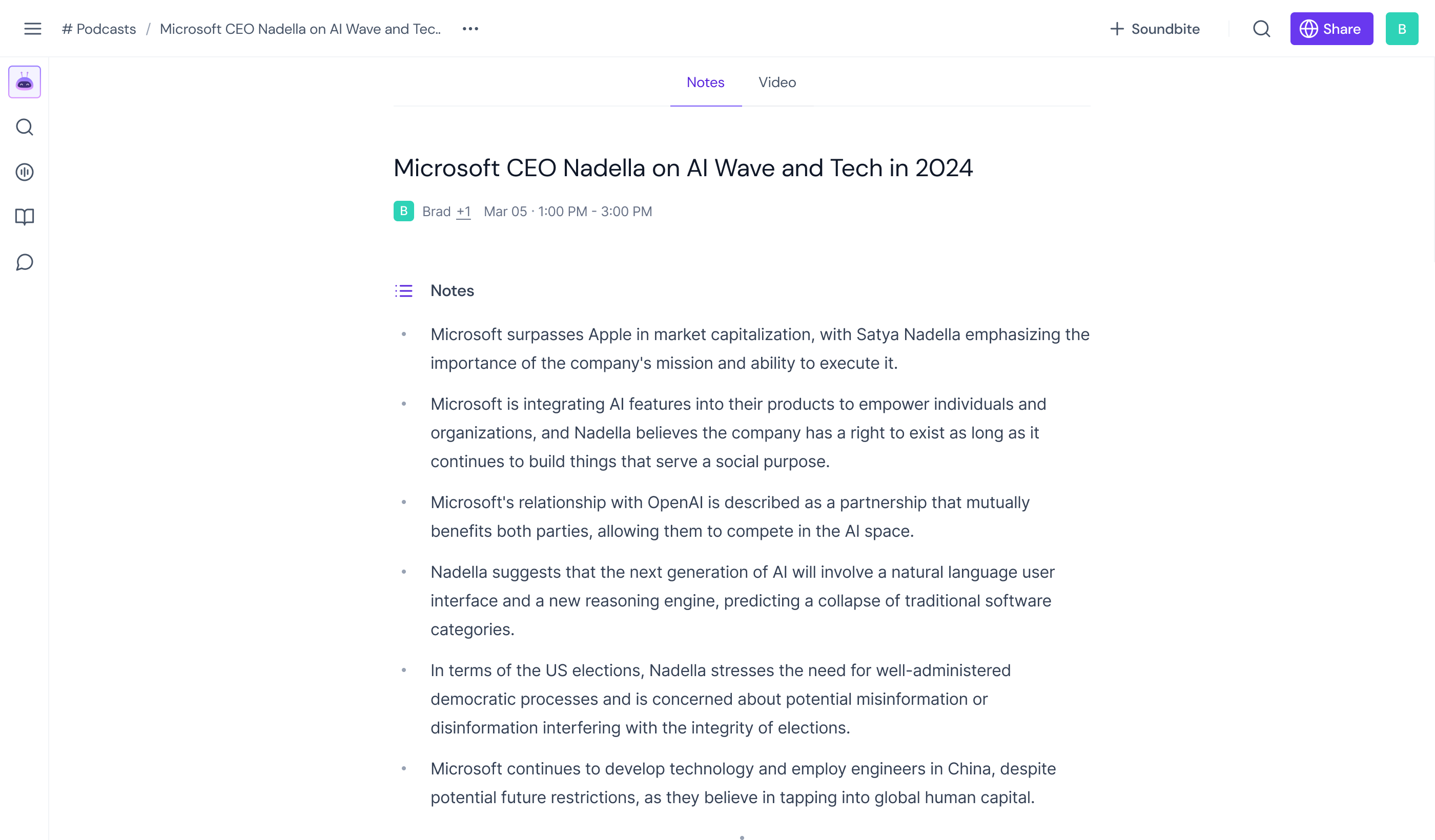 Bloomberg Talks: Microsoft CEO Nadella on AI Wave and Tech in 2024: Conversation Summary