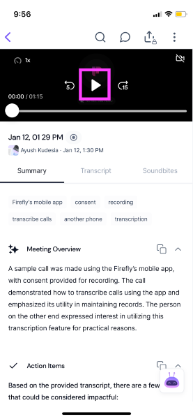 How to record audio on iPhone - Using Fireflies mobile app