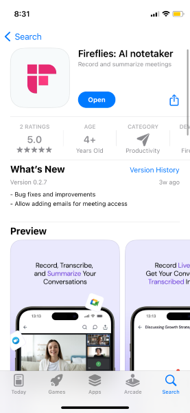 How to record audio on iPhone - Fireflies app on the App Store