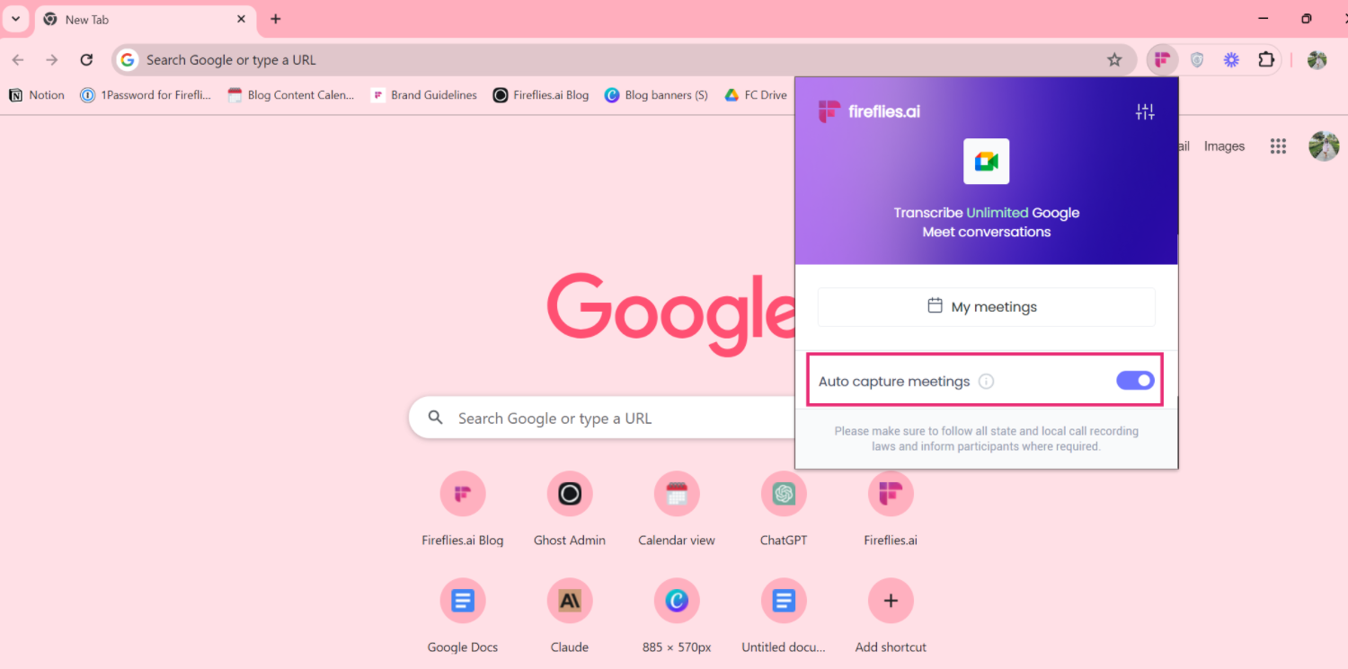Fireflies chrome extension auto-captures your Google meet sessions directly from the Chrome browser