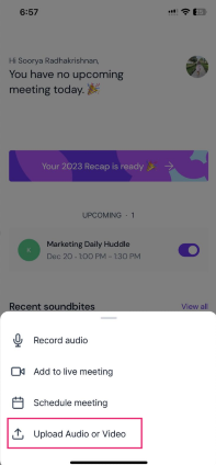 Select Upload Audio or Video