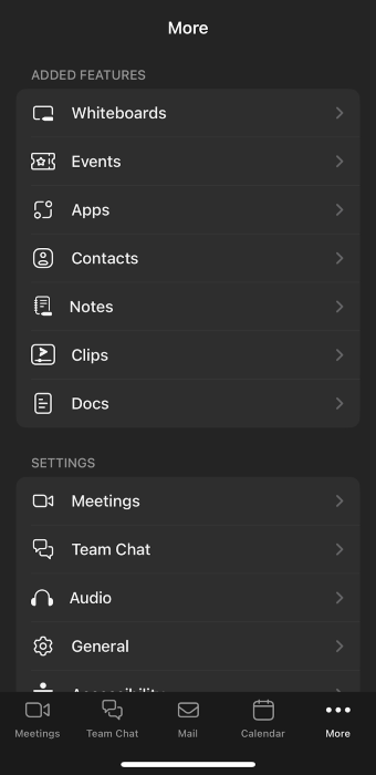 Under "Settings," select "Meetings."