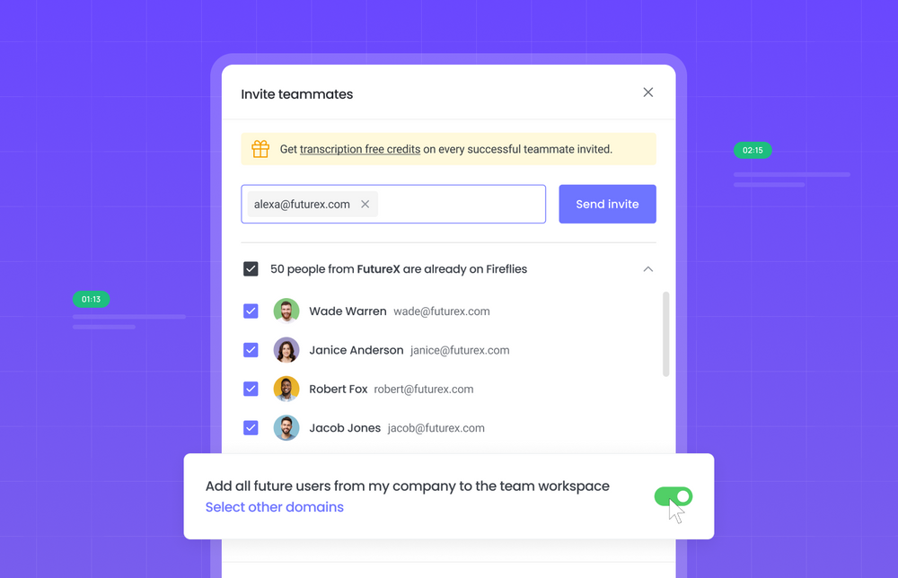 Fireflies Feature Focus: Auto-add Teammates in Your Fireflies Team Workspace
