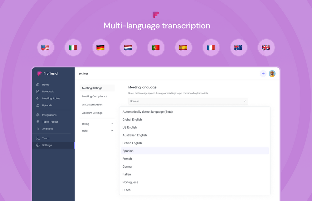 Fireflies Feature Focus: Multi-language Transcription
