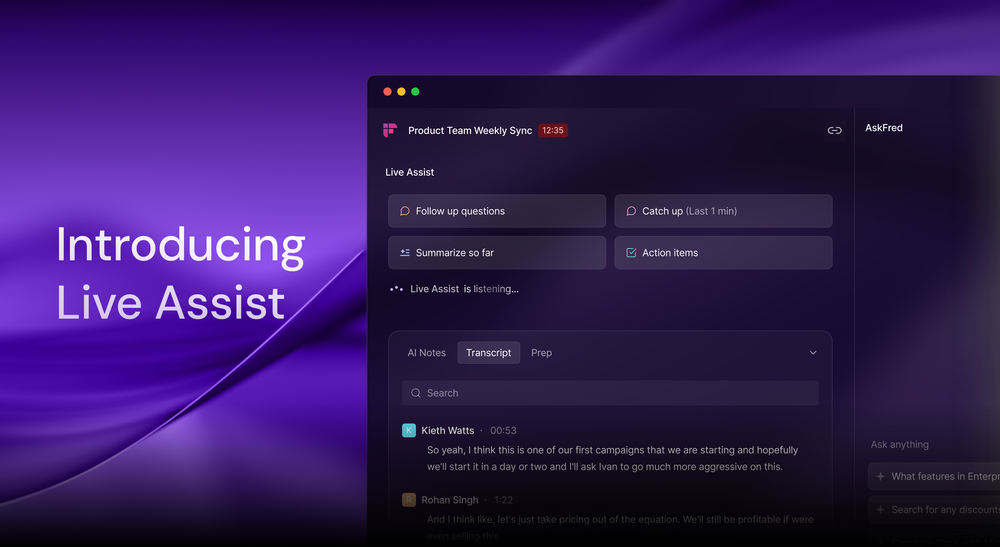 Stay Ahead of the Conversation with Fireflies Live Assist