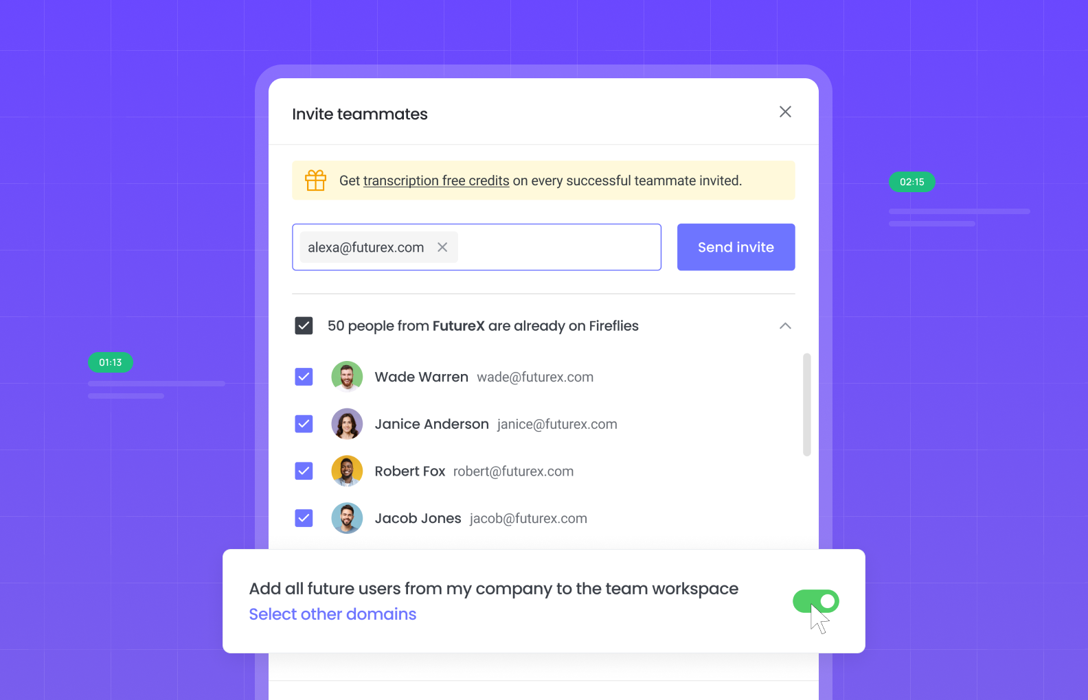 Fireflies Feature Focus: Auto-add Teammates in Your Fireflies Team Workspace