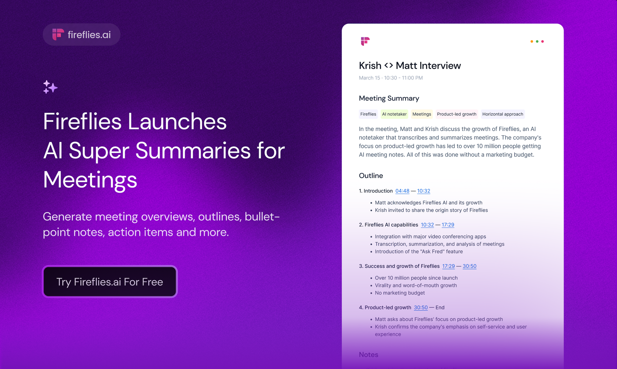 Fireflies Launches AI Super Summaries for Meetings
