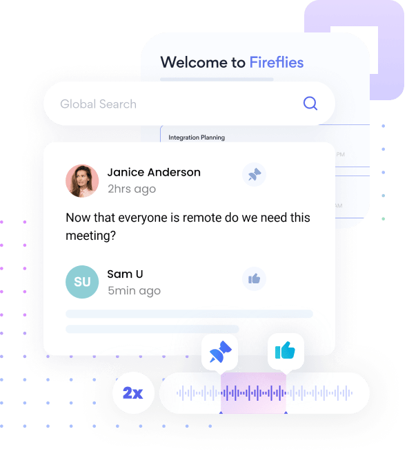 Easily search across and review long meetings in less than 5 minutes and collaborate with your teammates effectively using fireflies meeting assistant