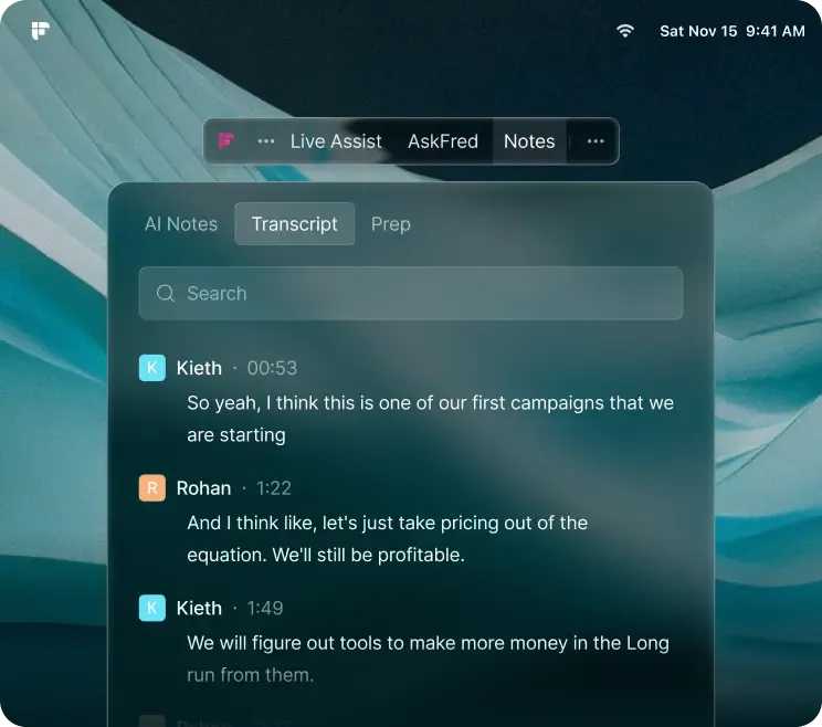 Transcrições ao vivo