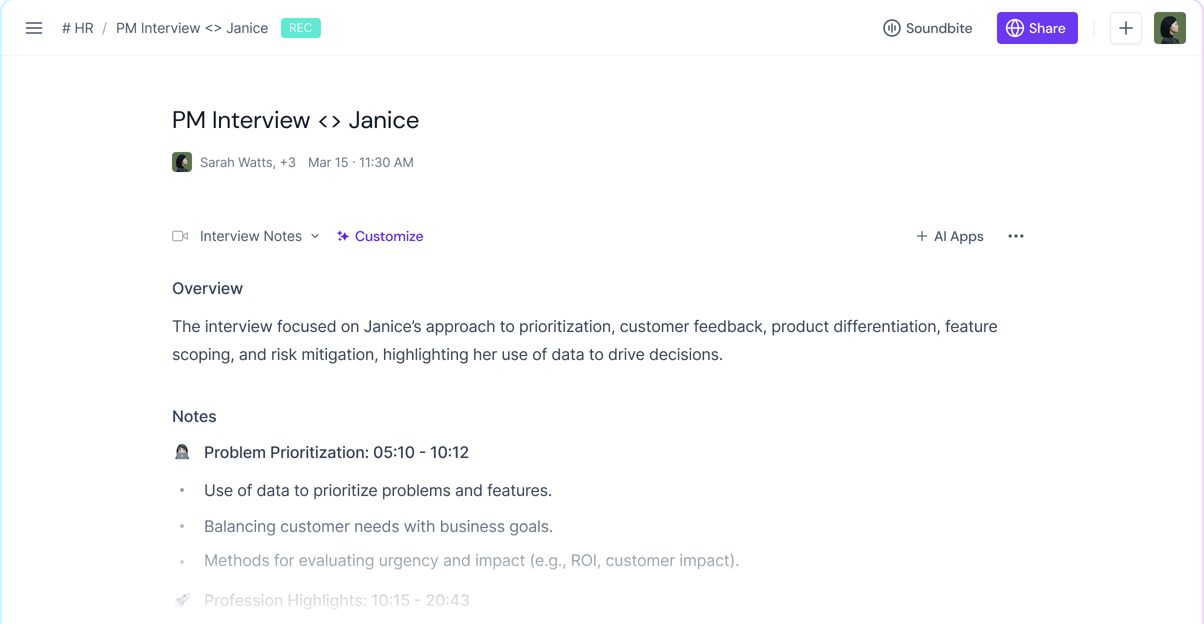 Interview Summaries