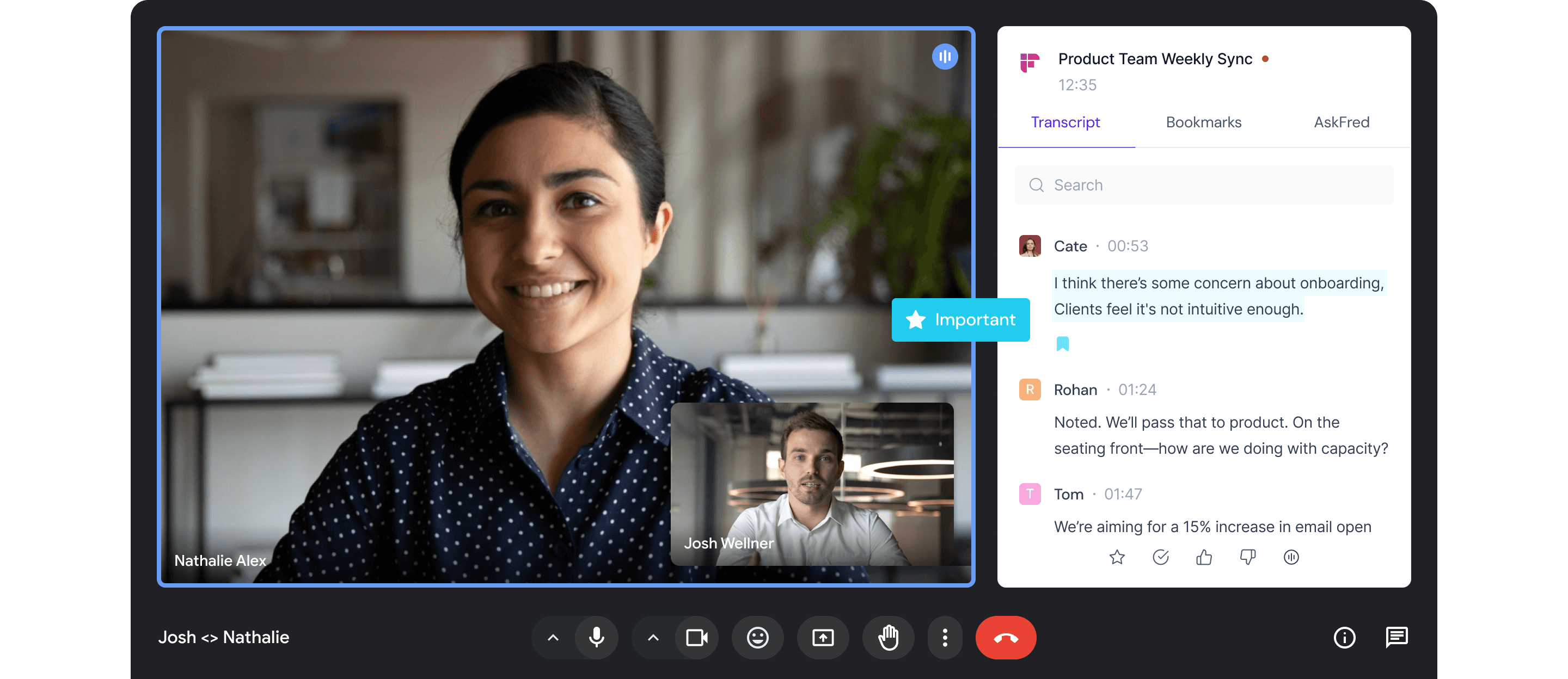 Fireflies Chrome extension interface for recording and transcribing Google Meet meetings.